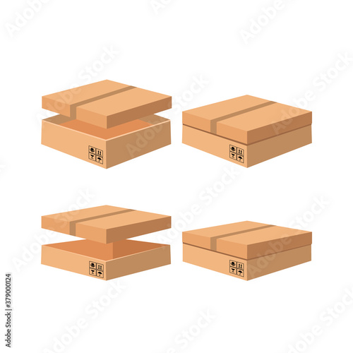 Set of carton packaging box design collection isolated on white background © Rizky
