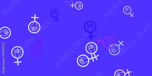Light Purple vector backdrop with woman's power symbols.