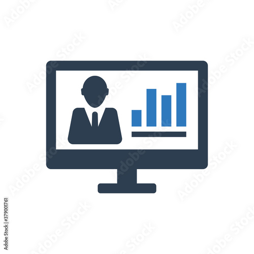 Business man online graph report icon