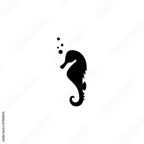 Seahorse graphic icon. Seahorse black sign isolated on white background. Sea life symbol. Tattoo. Logo. Vector illustration