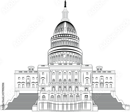 United States Capitol Black and White Graphic 