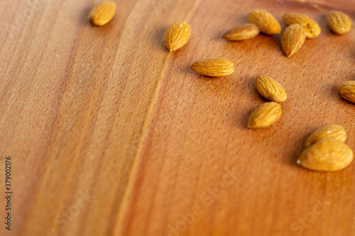 almonds on a wooden background