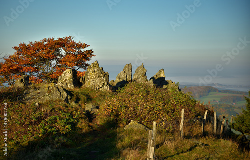 Herbstliche Rhön am Pferdskopf am frühen morgen  photo