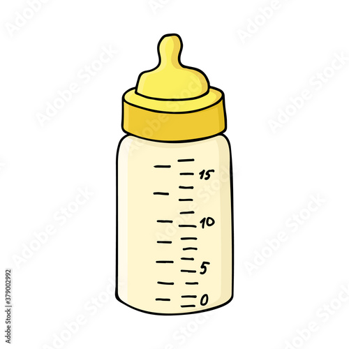 Colorful baby milk bottle icon in vector. Flat baby milk bottle illustration in vector.