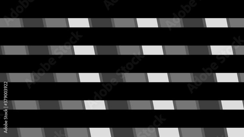 Graphic pattern with intersecting stripes with pop-up bars, which rotate clockwise and then anticlockwise, composed of multicolored textures, in 16: 9 format.