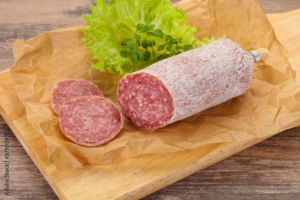 Italian dry Saliami pork sausage Italian dry Saliami pork sausage