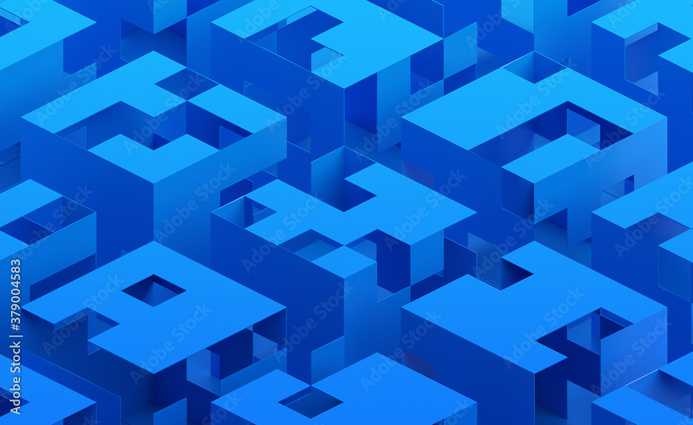 Abstract 3d render, blue geometric background design Abstract 3d render, blue geometric background design