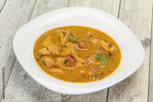 Traditional thai curry chicken soup