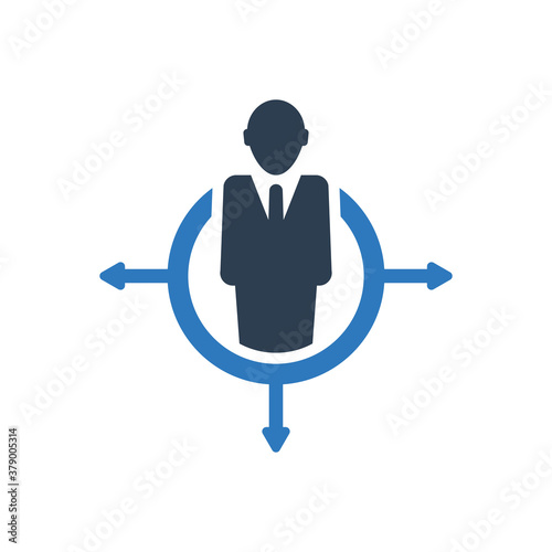 Business man choice icon, decision direction icon