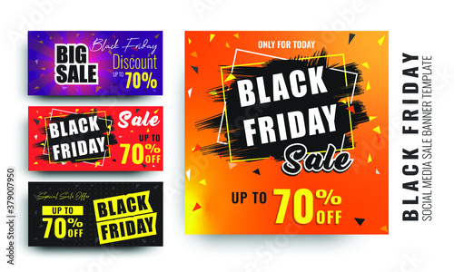 Set of Sale Banner template for promotion sale. Editable banner Template for social media post, web and Black friday holiday Event. Big sale and discount promo backgrounds with abstract pattern. 