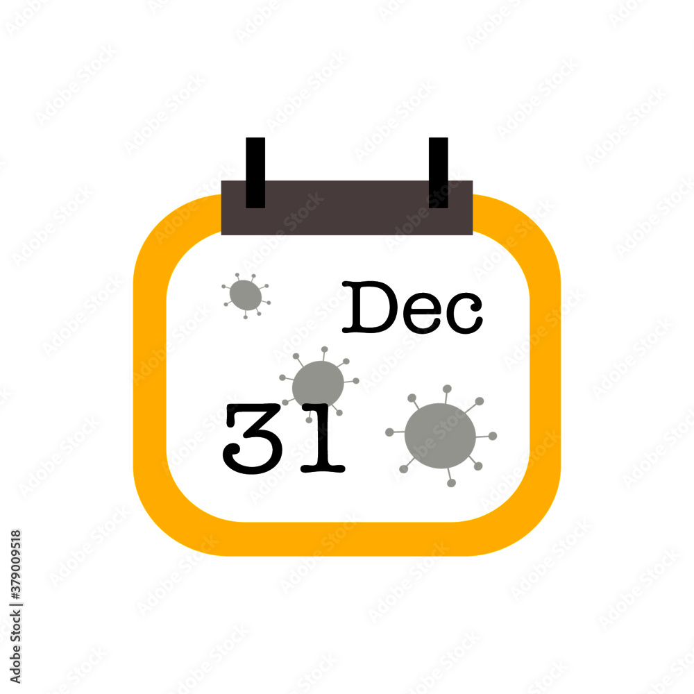 illustration of calendar icon of 31 December with coronavirus on it illustration of calendar icon of 31 December with coronavirus on it