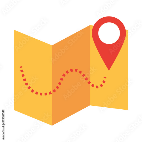 summer vacation travel, folded map location pointer, flat icon style photo