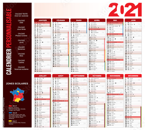 Calendrier 2021 rouge