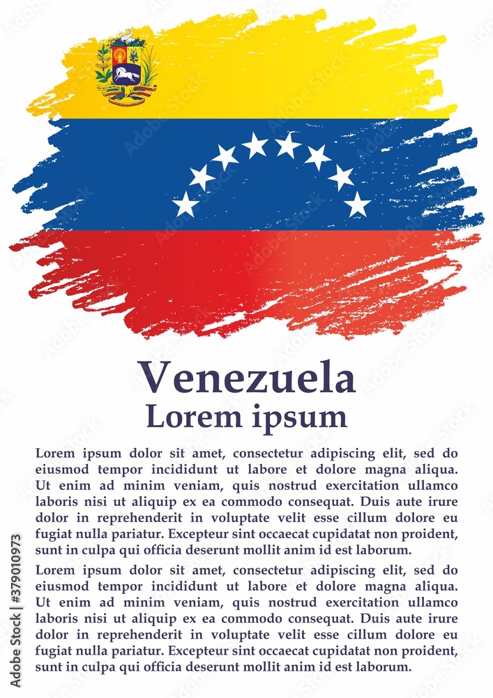 Flag of Venezuela, Bolivarian Republic of Venezuela, Latin America. Template for award design, an official document with the flag of Venezuela. Bright, colorful vector illustration. Flag of Venezuela, Bolivarian Republic of Venezuela, Latin America. Template for award design, an official document with the flag of Venezuela. Bright, colorful vector illustration.