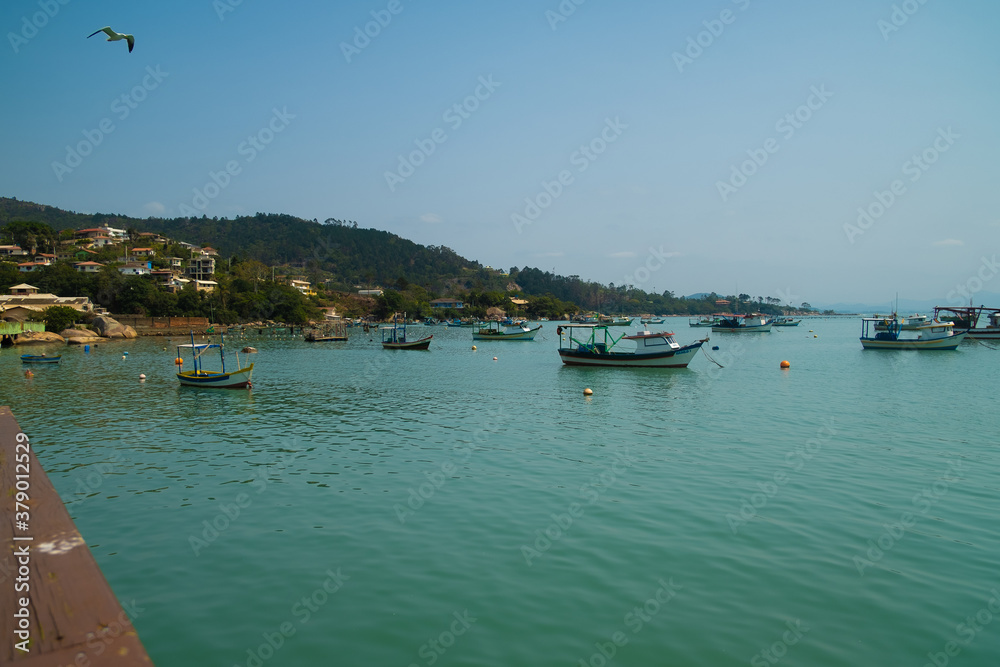 boats in the bay colorful 