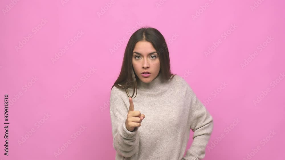 Young cute woman having an idea, inspiration concept Young cute woman having an idea, inspiration concept