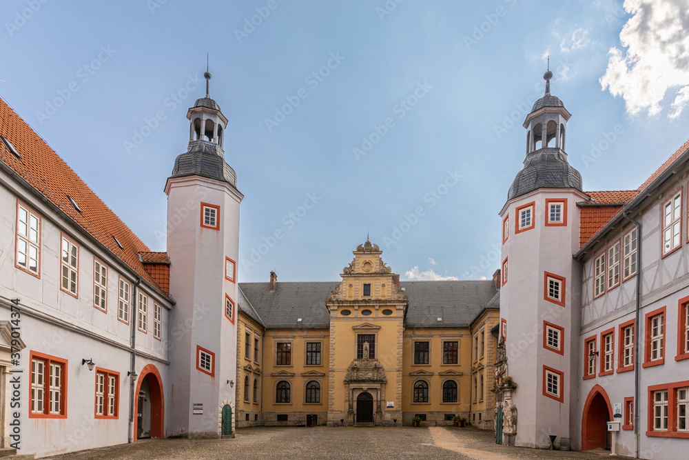 Historical school buildings in Helmstedt old town in Germany