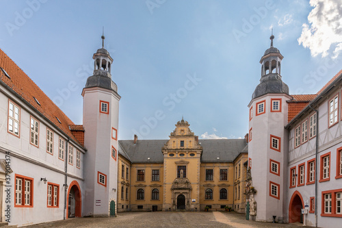 Historical school buildings in Helmstedt old town in Germany