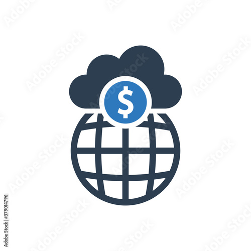 Cloud dollar icon, earning money icon
