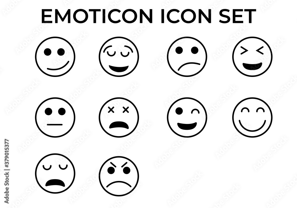 emoticon icon set on white background emoticon icon set on white background