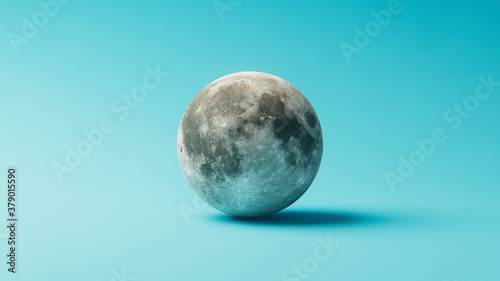 3D render of the moon on a bright background.