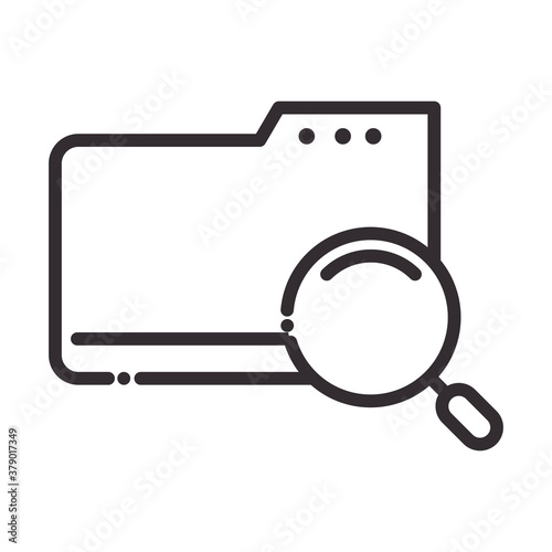 search icon, folder file data magnifier thin line icon