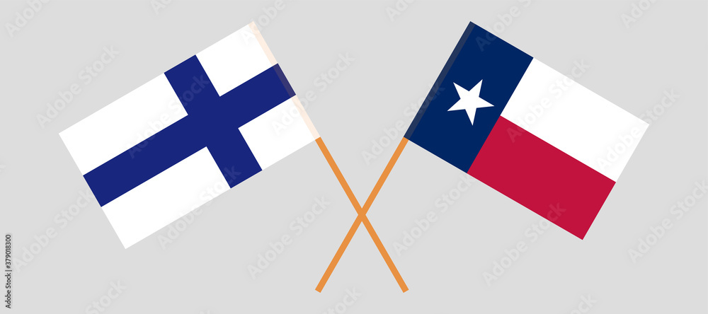 Crossed flags of Finland and the State of Texas