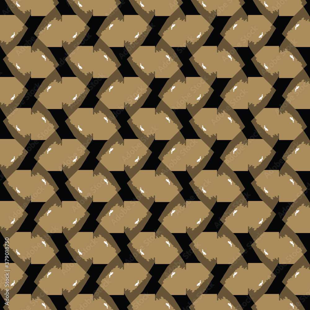 Fototapeta premium Vector seamless pattern texture background with geometric shapes, colored in black, brown, white colors.