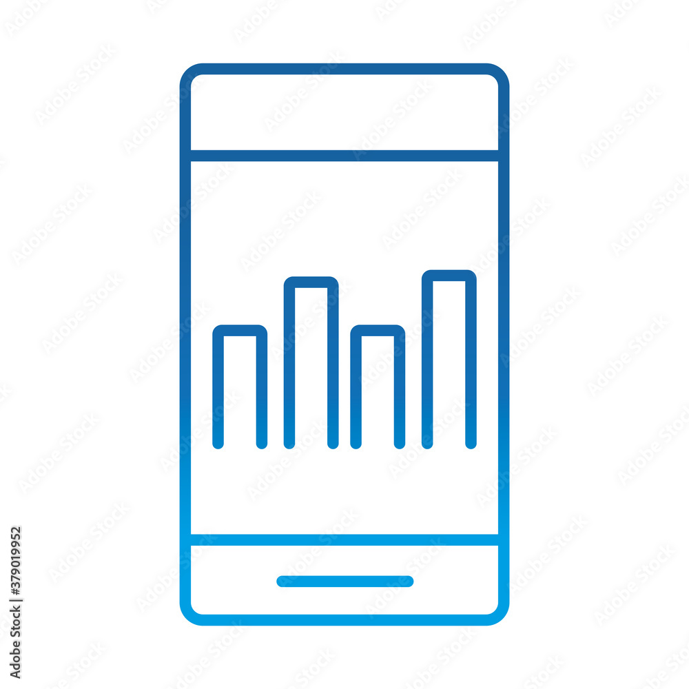 data analysis, smartphone digital chart business strategy and investment, gradient blue line icon data analysis, smartphone digital chart business strategy and investment, gradient blue line icon