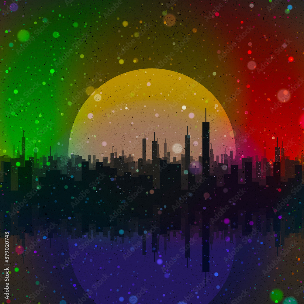 Abstract city scape and skyline background illustration.