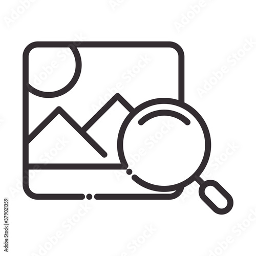 search icon, application photo internet button magnifier thin line icon