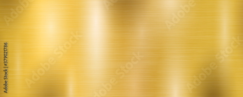 Golden metal wide textured plate brushed gradient, gold background texture – stock vector