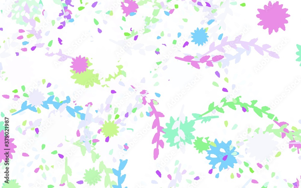 Light Blue, Red vector doodle layout with flowers