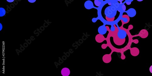 Dark blue, red vector backdrop with virus symbols.