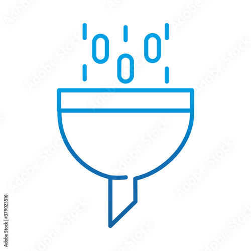 data analysis, filter funnel information binary digital, gradient blue line icon