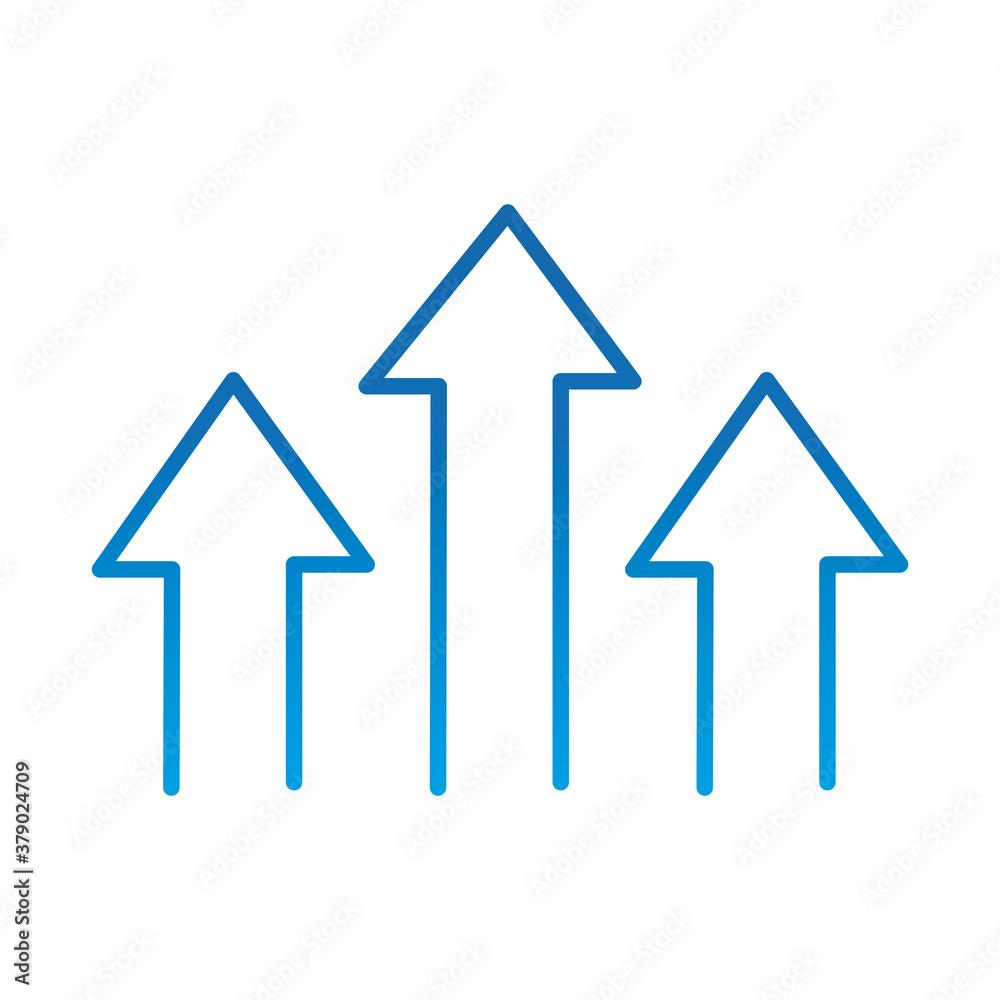 arrows up direction guide, gradient blue line icon
