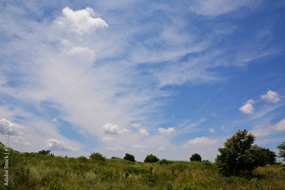 Landscape background material / Collaboration of blue sky, white clouds and natural landscape