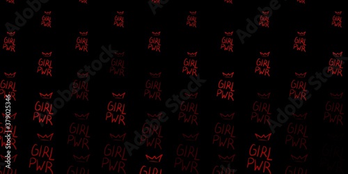Dark Red vector pattern with feminism elements.