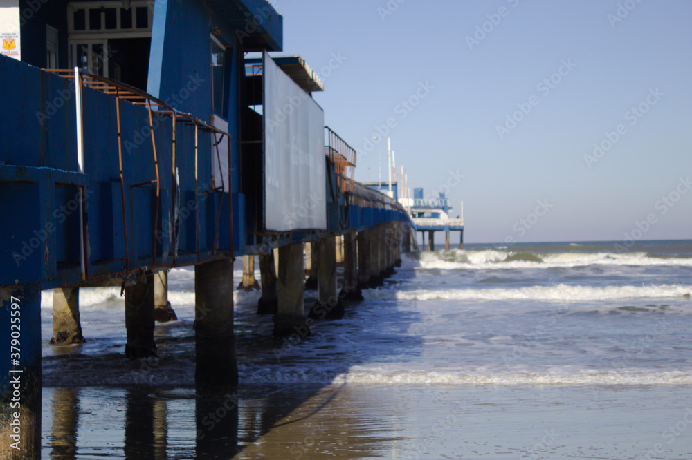 Maritime platform on Atlântida beach in the State of Rio Grande do Sul in Brazil