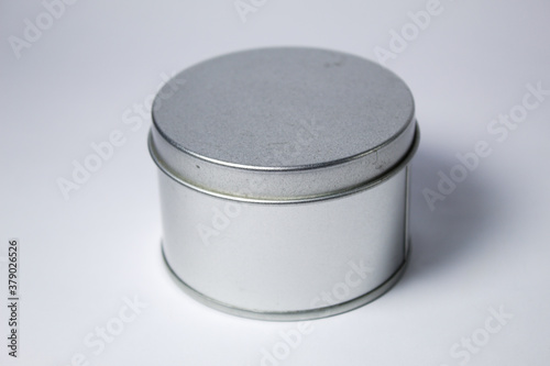 Metal can with white background