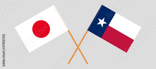 Crossed flags of the State of Texas and Japan