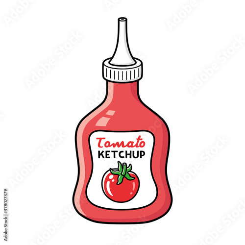 Tomato ketchup plastic bottle isolated