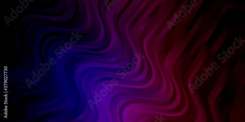 Dark Pink, Blue vector pattern with curved lines. Abstract gradient illustration with wry lines. Template for cellphones.