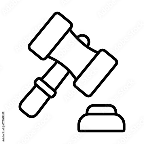law gavel icon, line style