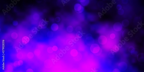 Dark Purple vector texture with disks. Colorful illustration with gradient dots in nature style. Pattern for business ads.