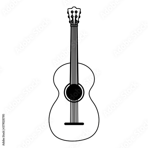 musical guitar instrument isolated icon over white background line style