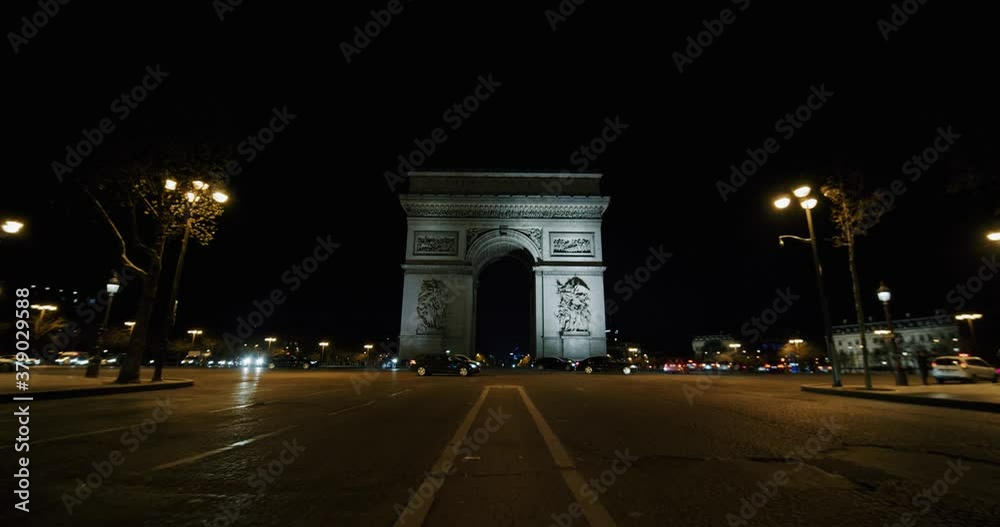 The Arch Of Triumph night (Arc De Triomphe) In Paris