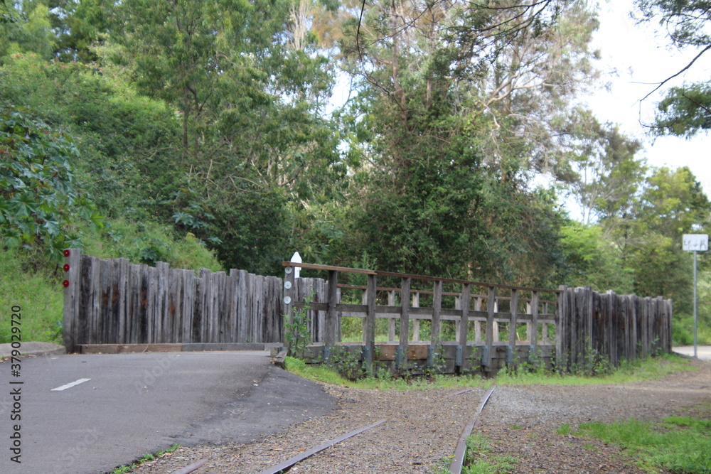 Old railway bridge on the Fernleigh Track a Walking and Bike Track Newcastle New South Wales Australia. A disused train tunnel on and old railway track