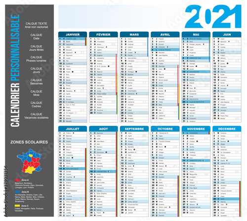 Calendrier 2021 bleu