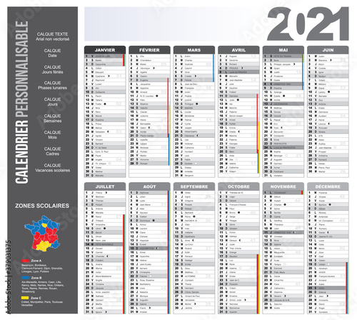 Calendrier 2021 gris